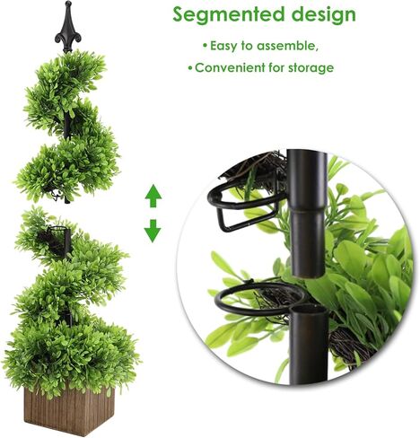 2.8FT Artificial Boxwood Spiral Topiary Tree Faux Plant Outdoor, All-Year Green Fake Plant for Outdoor Indoor Porch Garden Decoration in Saudi Arabia