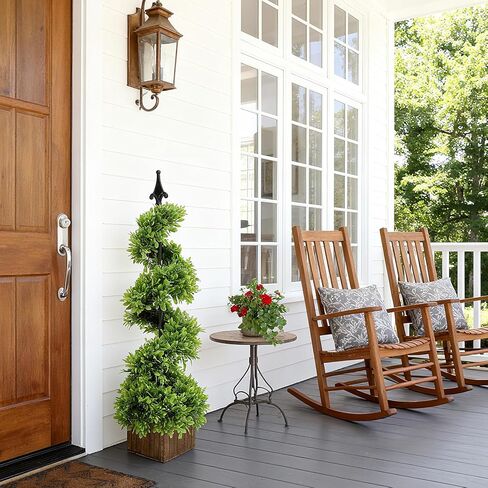2.8FT Artificial Boxwood Spiral Topiary Tree Faux Plant Outdoor, All-Year Green Fake Plant for Outdoor Indoor Porch Garden Decoration in Saudi Arabia