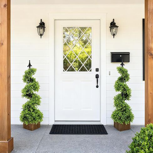 2.8FT Artificial Boxwood Spiral Topiary Tree Faux Plant Outdoor, All-Year Green Fake Plant for Outdoor Indoor Porch Garden Decoration in Saudi Arabia