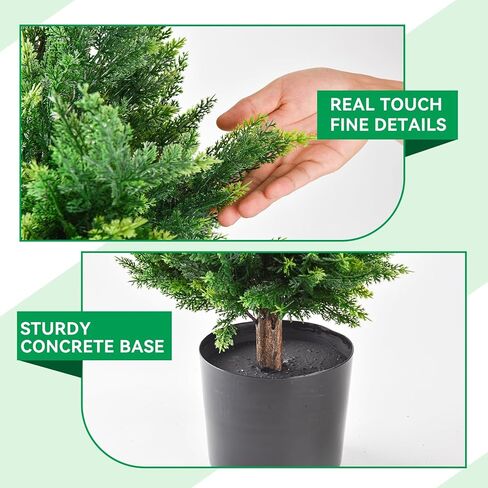4FT Artificial Topiary Cedar Trees 2 Set, Fake Trees Outdoor Indoor UV Resistant Faux Bushes Artificial Shrubs for Garden Home Front Door Office Decor in Saudi Arabia