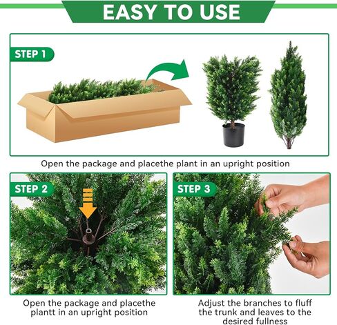 4FT Artificial Topiary Cedar Trees 2 Set, Fake Trees Outdoor Indoor UV Resistant Faux Bushes Artificial Shrubs for Garden Home Front Door Office Decor in Saudi Arabia