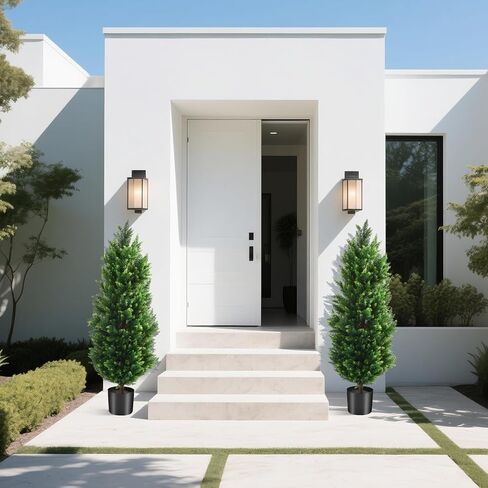 4FT Artificial Topiary Cedar Trees 2 Set, Fake Trees Outdoor Indoor UV Resistant Faux Bushes Artificial Shrubs for Garden Home Front Door Office Decor in Saudi Arabia
