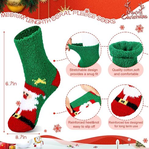 Liitrsh 24 Pairs Christmas Fuzzy Winter Socks for Women Soft Warm Fluffy Christmas Socks(Cute Style) in Saudi Arabia