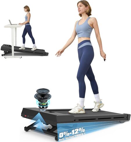 Walking Pad Treadmill with 12% 9-Level Auto Incline, 450 lbs Capacity Bluetooth Speaker Under Desk Treadmills for Home Hiking, 5 MPH in Saudi Arabia