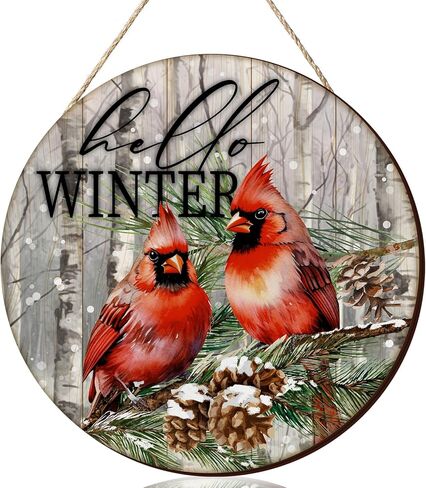 Hello Winter Door Decor Winter Front Door Sign Wooden Winter Floral Mason Jar Ornament Farmhouse Hanging Plaque with Snowflake Pinecone and Leaves for Xmas Porch Outdoor Home Decor in Kuwait