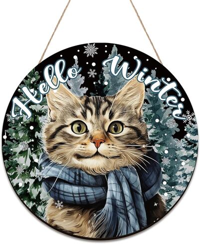 Hello Winter Door Decor Winter Front Door Sign Wooden Winter Floral Mason Jar Ornament Farmhouse Hanging Plaque with Snowflake Pinecone and Leaves for Xmas Porch Outdoor Home Decor in Kuwait
