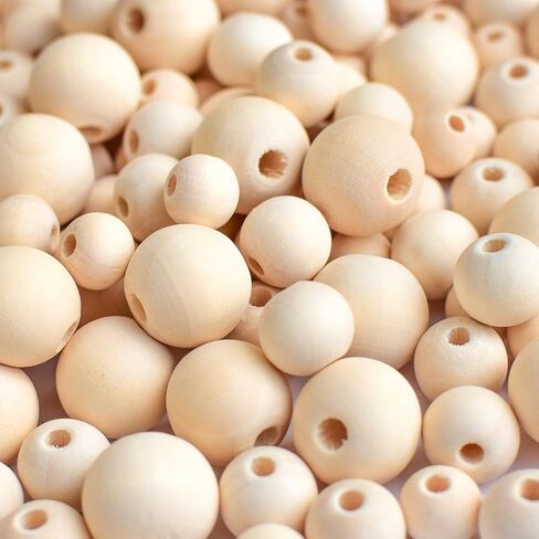170 قطعة من الخرز الخشبي للحرف اليدوية، 3 مقاسات من الخرز الخشبي الطبيعي غير المكتمل، خرز خشبي كبير مستدير 16 مم 20 مم 25 مم لصنع مجوهرات جارلاند مكرامية لتزيين المنزل المزرعة in Saudi Arabia