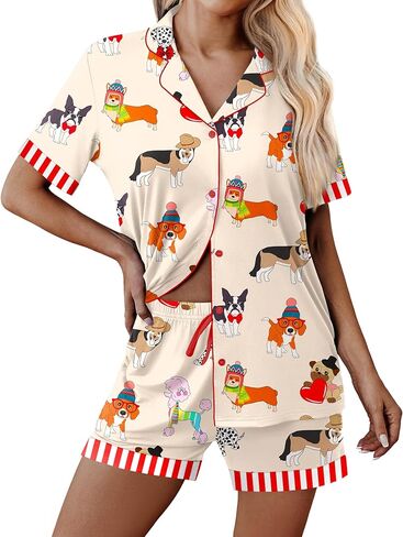 Ekouaer Womens Button Down Pajamas Set Short Sleeve Sleepwear 2025 Summer Soft 2 Piece Lounge Sets in Saudi Arabia