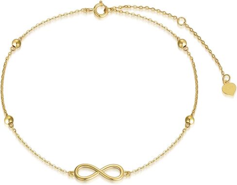SISGEM 14K الذهب الصلب إنفينيتي الخلخال مجوهرات للنساء، الذهب الحقيقي الحب عقدة الكاحل سوار عيد ميلاد الذكرى السنوية مجوهرات هدايا للزوجة والأم 8-10 بوصة in Kuwait