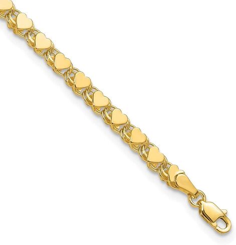 Sonia Jewels Real 14k Yellow Gold Double-Sided Heart Anklet - with Secure Lobster Lock Clasp 10" in Saudi Arabia