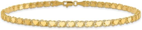 Sonia Jewels Real 14k Yellow Gold Double-Sided Heart Anklet - with Secure Lobster Lock Clasp 10" in Saudi Arabia