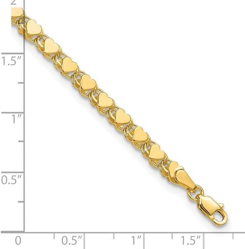 Sonia Jewels Real 14k Yellow Gold Double-Sided Heart Anklet - with Secure Lobster Lock Clasp 10" in Saudi Arabia