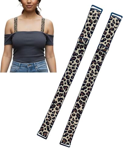 Bra Straps Adjustable Decorative Leopard Wide Lingerie Shoulder Straps Replacement 1 Inch Width in Kuwait