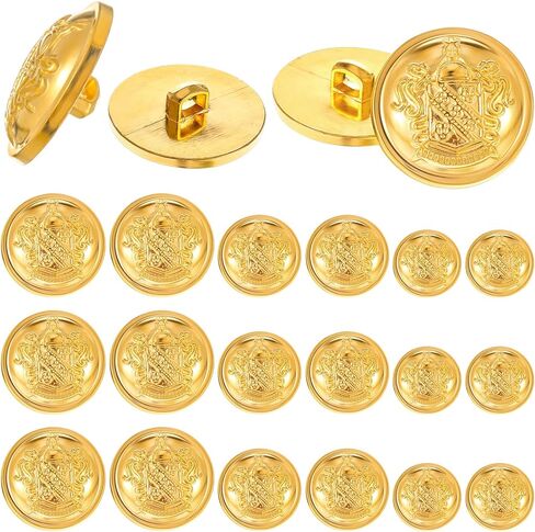 Gold Buttons, Mabor 18Pcs Gold Buttons for Blazer Button Set Metal Brass Buttons Vintage Coat Buttons for Blazer Suits Coat Uniform 18mm 20mm 25mm in Saudi Arabia