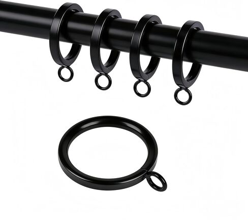 1.25 Inch Half-Round Black Curtain Eyelets, 40 Pack Heavy Duty Iron Curtain Rings - Quiet Glide, Rustproof, Fits Rods <1.25 Inches in Saudi Arabia