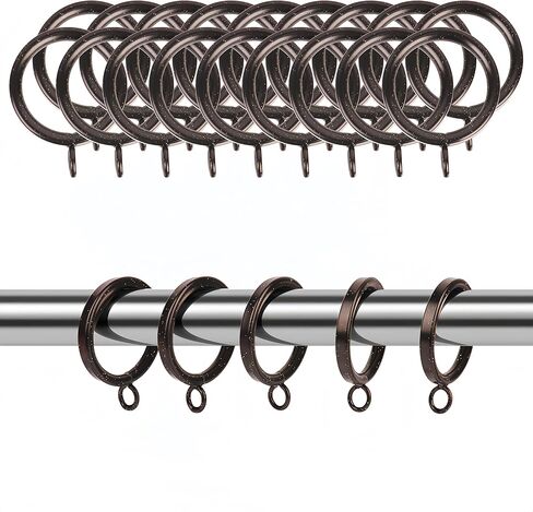 1.25 Inch Half-Round Black Curtain Eyelets, 40 Pack Heavy Duty Iron Curtain Rings - Quiet Glide, Rustproof, Fits Rods <1.25 Inches in Saudi Arabia