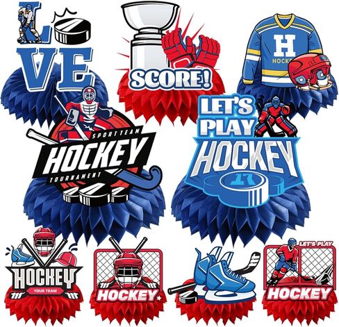 Rakuto Baseball Birthday Party Decorations - 9PCS Baseball Honeycomb Centerpieces Party Decorations Baseball Party Table Decorations Blue and Red Baseball Party Baby Shower Decor Supplies Kids Boys in Kuwait