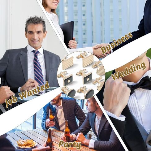 8 قطع أزرار أكمام رجالي أزرار أكمام كلاسيكية ذهبية وسوداء مخططة مستديرة مربعة مستطيلة أزرار أكمام لبدلة القميص سهرة زفاف العريس هدية أنيقة in Kuwait