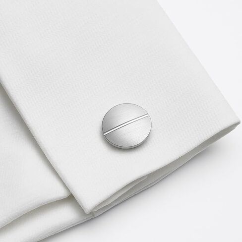 1 Pair Mens Cufflinks French Shirt Brushed Silvery Oval Cuff Links Gift For Men in Saudi Arabia