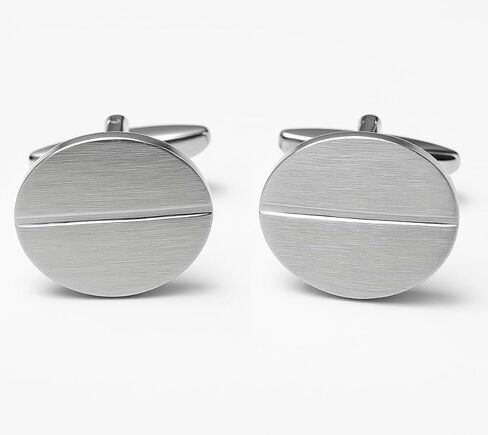 1 Pair Mens Cufflinks French Shirt Brushed Silvery Oval Cuff Links Gift For Men in Saudi Arabia