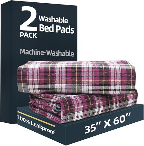 Washable Bed Pads 35"x60" Pack of 2 - Heavy Absorbency Reusable Underpads Pads for Adults Elderly, Waterproof Incontinence Pee Pads for Bed Couch in Saudi Arabia