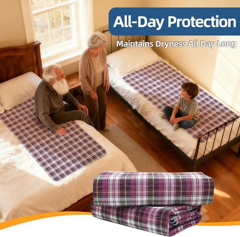 Washable Bed Pads 35"x60" Pack of 2 - Heavy Absorbency Reusable Underpads Pads for Adults Elderly, Waterproof Incontinence Pee Pads for Bed Couch in Saudi Arabia