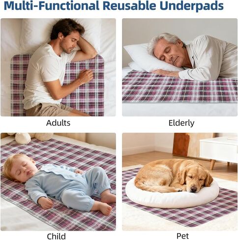 Washable Bed Pads 35"x60" Pack of 2 - Heavy Absorbency Reusable Underpads Pads for Adults Elderly, Waterproof Incontinence Pee Pads for Bed Couch in Saudi Arabia