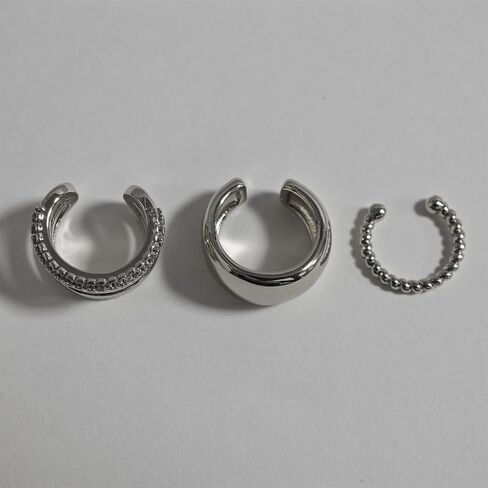 Silver Ear Cuff Earrings for Women Gifts Trendy Stuff Chunky Ear Cuffs Non Piercing Clip On Cartilage Earrings Hix Fake Earring Jewelry Christmas Gifts Stocking Stuffers in Saudi Arabia
