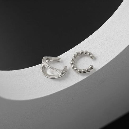 Silver Ear Cuff Earrings for Women Gifts Trendy Stuff Chunky Ear Cuffs Non Piercing Clip On Cartilage Earrings Hix Fake Earring Jewelry Christmas Gifts Stocking Stuffers in Saudi Arabia