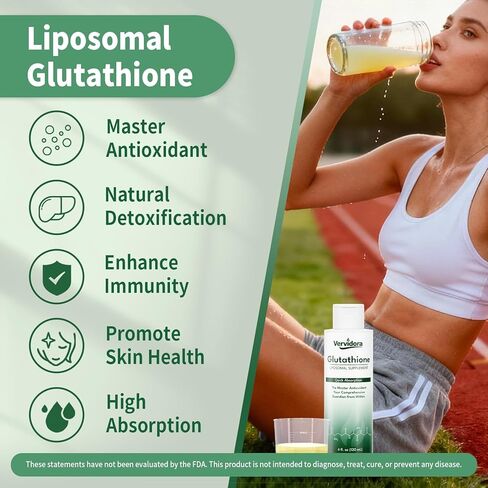 Liposomal Glutathione, High Absorption Liquid Glutathione Supplement, Support Natural Detoxification, Antioxidant, Improve Skin Health, Enhance Immunity, 4 Fl Oz in Saudi Arabia