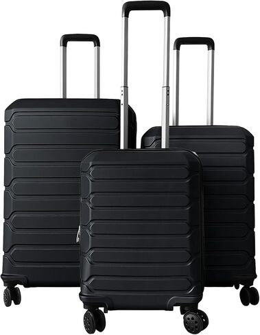 Goplus 3 Piece Luggage Set, 20/24/28 Inch Lightweight Hardshell Suitcases with 360° Spinner Wheels, Telescope Handles, Scratch-Resistant Shell for Business Family Travel (Cross Stripe, Gray) in Saudi Arabia