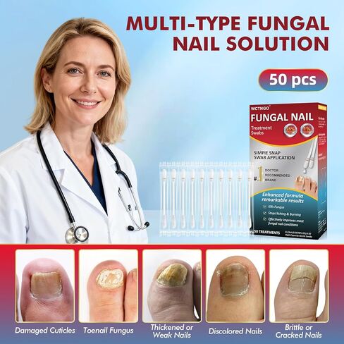 Fungal Nail Treatment Swabs-50ct, Extra Strength 25% Undecylenic Acid for Toenail Fungus, Athlete’s Foot, Damaged, Discolored & Thick Nails, Restores Healthy Nail Growth in Saudi Arabia