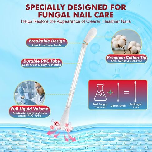 Fungal Nail Treatment Swabs-50ct, Extra Strength 25% Undecylenic Acid for Toenail Fungus, Athlete’s Foot, Damaged, Discolored & Thick Nails, Restores Healthy Nail Growth in Saudi Arabia
