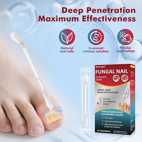 Fungal Nail Treatment Swabs-50ct, Extra Strength 25% Undecylenic Acid for Toenail Fungus, Athlete’s Foot, Damaged, Discolored & Thick Nails, Restores Healthy Nail Growth in Saudi Arabia