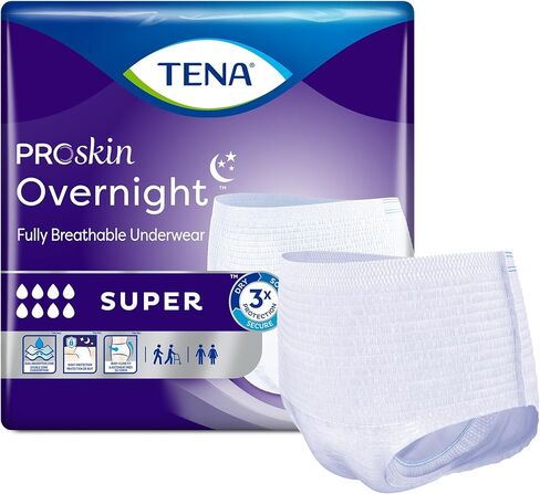 TENA ProSkin Overnight Super Breathable Underwear, Incontinence, Disposable, Heavy Absorbency, Large, 14 Count in Kuwait