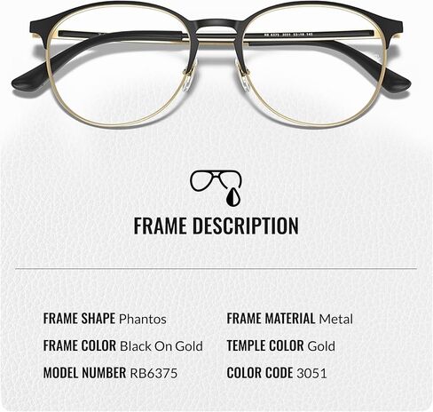 نظارة Ray-Ban RB6375 معدنية على شكل فانتوس مع مجموعة النظارات الرسمية in Kuwait
