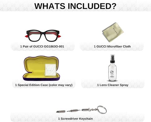 Gucci GG1863O Squared Shape GG Interlocking Logo Eyeglasses with eSHADES Luxury Eyewear Kit Bundle in Saudi Arabia