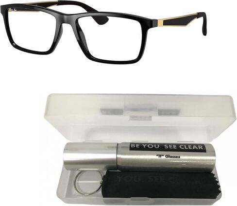 مجموعة النظارات Ray-Ban 7056: 7056 7056 5644 أسود مطفي مقاس 55 ملم ومجموعة تنظيف النظارات in Saudi Arabia