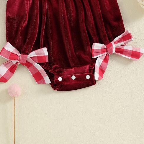 Baby Girl Christmas Outfit Lights String Embroidery Long Sleeve Doll Collar Romper Bow Headband 2 Piece Set in Saudi Arabia