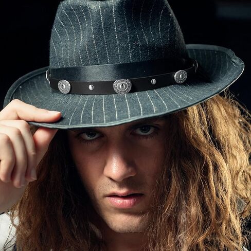 2 PCS Western Adjustable Hat Bands for Cowboy Hats Cowboy Hat Bands for Men Women Black Hats Band with Buckle for Most Style in Saudi Arabia