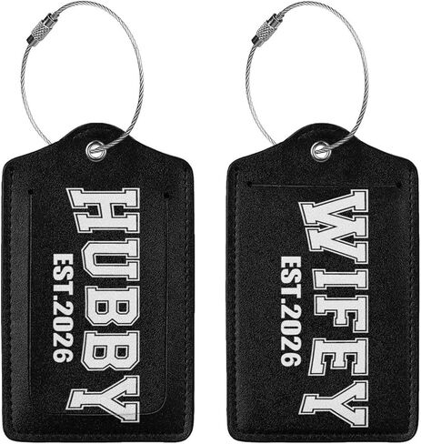 2 قطعة 2026 Mrs Mr Luggage Tag لحقيبة السفر، حلقة فولاذية مع ملصق تعريف غطاء الخصوصية، هدية زفاف للخطوبة للنساء والرجال والأزواج والعروس والعريس in Kuwait