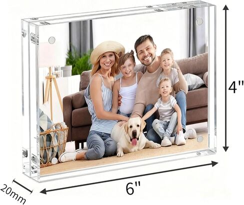 Acrylic 4x6 Picture Frame, 3 Pack Clear Magnetic Picture Frames, Double Sided 4 x 6 Photo Frame,Frameless Postcard Frame, Desk Picture Frames for Office in Saudi Arabia