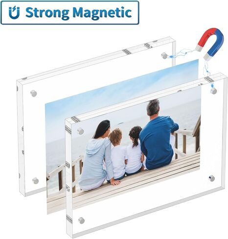 Acrylic 4x6 Picture Frame, 3 Pack Clear Magnetic Picture Frames, Double Sided 4 x 6 Photo Frame,Frameless Postcard Frame, Desk Picture Frames for Office in Saudi Arabia