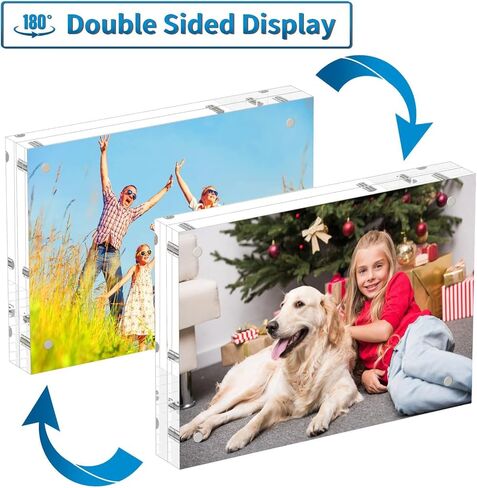 Acrylic 4x6 Picture Frame, 3 Pack Clear Magnetic Picture Frames, Double Sided 4 x 6 Photo Frame,Frameless Postcard Frame, Desk Picture Frames for Office in Saudi Arabia