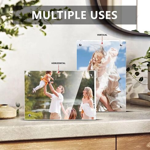 Acrylic 4x6 Picture Frame, 3 Pack Clear Magnetic Picture Frames, Double Sided 4 x 6 Photo Frame,Frameless Postcard Frame, Desk Picture Frames for Office in Saudi Arabia