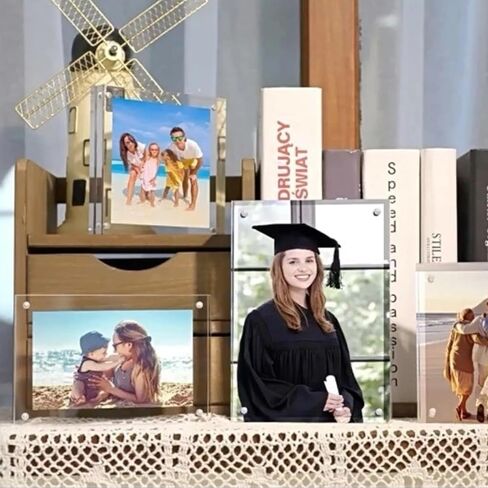 Acrylic 4x6 Picture Frame, 3 Pack Clear Magnetic Picture Frames, Double Sided 4 x 6 Photo Frame,Frameless Postcard Frame, Desk Picture Frames for Office in Saudi Arabia