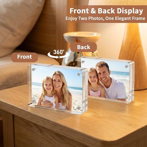 3 Pack Magnetic Acrylic Picture Frame 2.5x3.5 Inch, 10+10mm Thick Block, Clear Mini Frames for Instax Photos, Polaroid & Wallet Size Photos, Double Sided Photo Desktop Display, Freestanding in Saudi Arabia