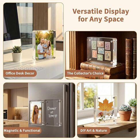 3 Pack Magnetic Acrylic Picture Frame 2.5x3.5 Inch, 10+10mm Thick Block, Clear Mini Frames for Instax Photos, Polaroid & Wallet Size Photos, Double Sided Photo Desktop Display, Freestanding in Saudi Arabia