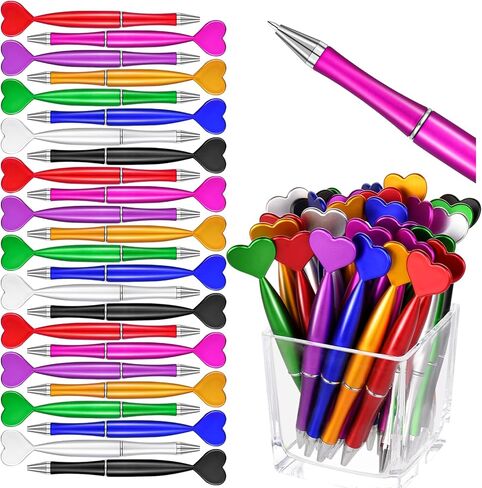 48 Pcs Valentine's Day Pens, Heart Shaped Ballpoint Kids Pens, 1 mm Black Gel Ink Rollerball, Valentine Party Favor Pens for Office School Supply, 8Colors in Kuwait