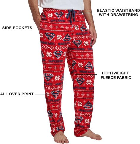 Superman All-Over Print Men's Lightweight Plush Fleece Sleep Pajama Pants in Saudi Arabia